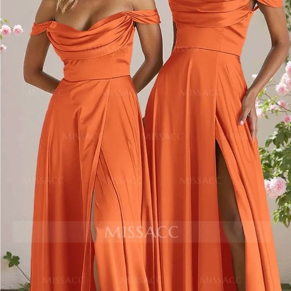 Elegant Strapless Orange Dress - Picture 2 of 3